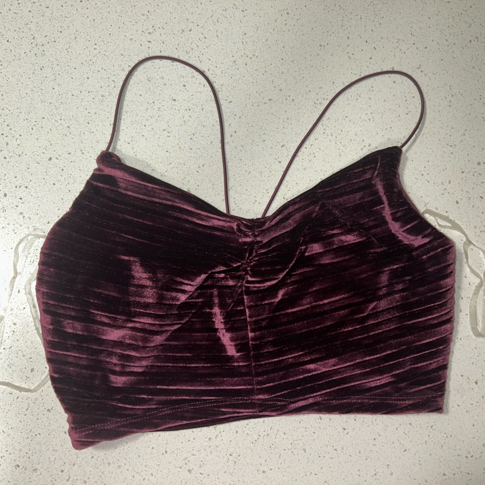 Wild Fable Velvet Crop Top in Deep Purple